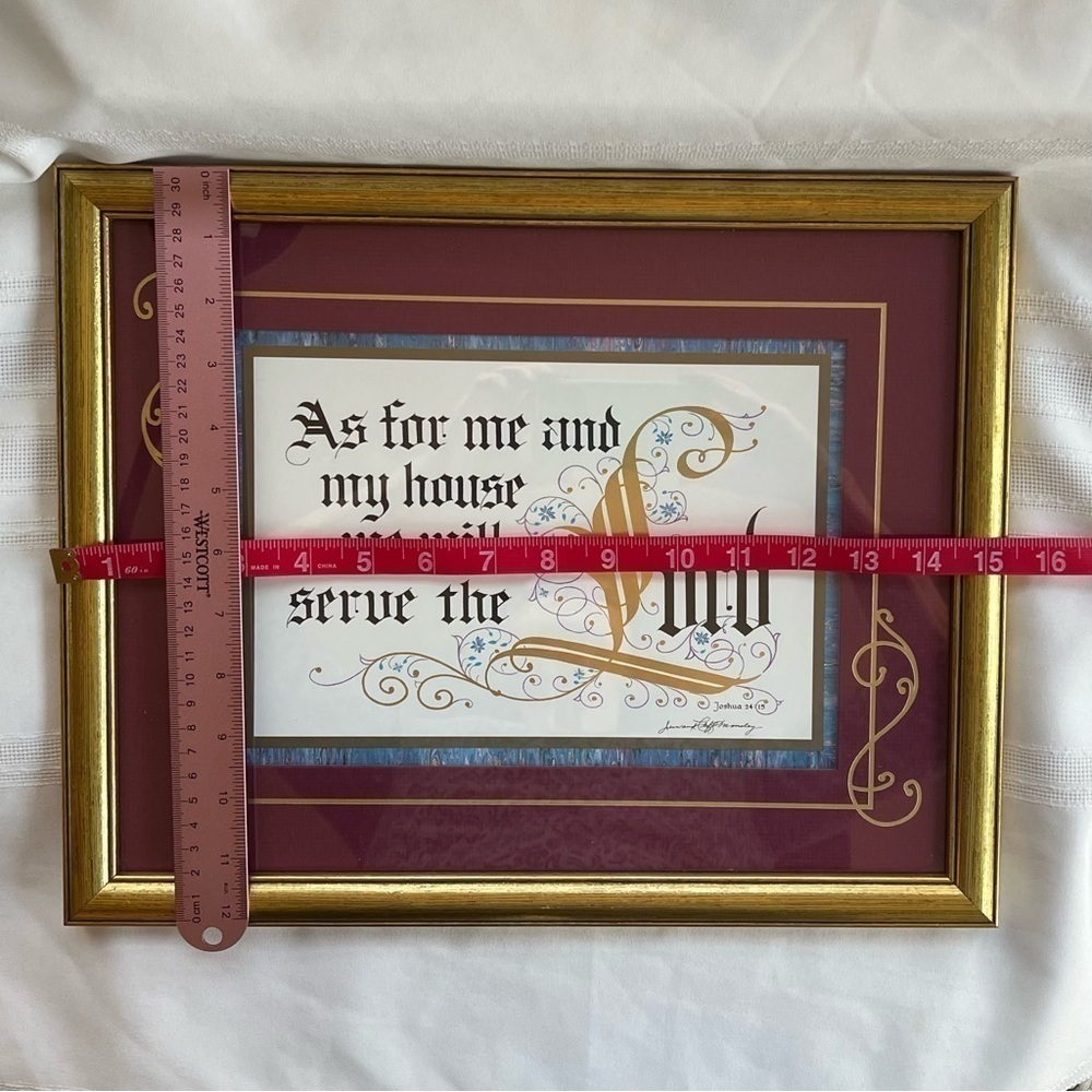Hand-Lettered Calligraphy NOT A PRINT‎ Religious Framed Art Joshua 24:15 - Picture 7 of 7